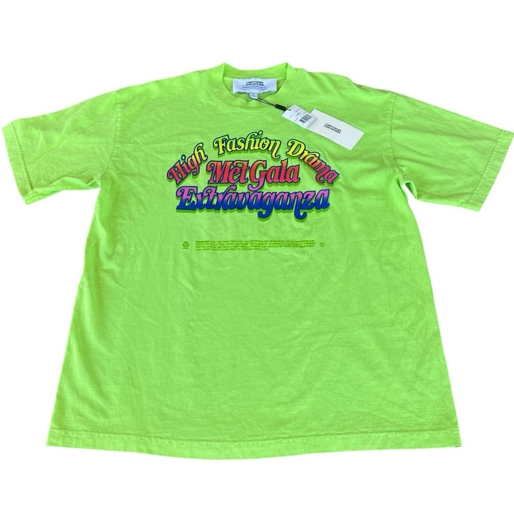 Christopher John Rogers High Fashion Drama Met Neon Green Graphic Tee Large NWT